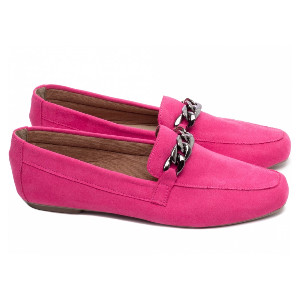 Mocassim Feminino Camurça Pink Bico Alongado