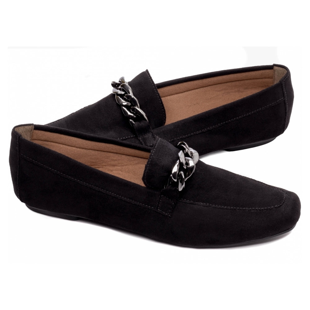 Mocassim Feminino Bico Alongado Camurça Preto