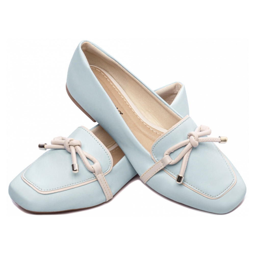 Mocassim Sapatilha em Napa Azul e Napa Off White