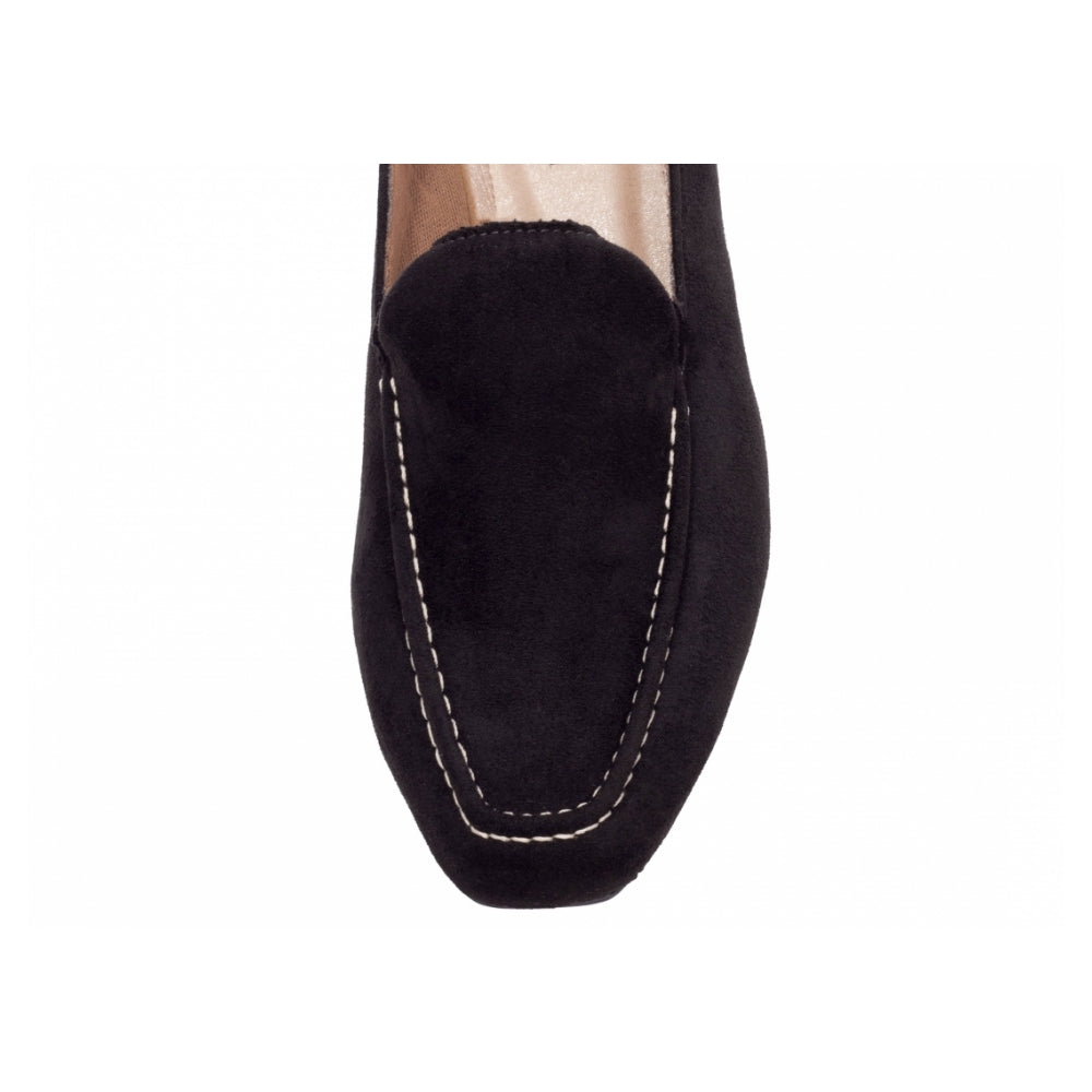 Mocassim Feminino Bico Alongado Camurça Preto