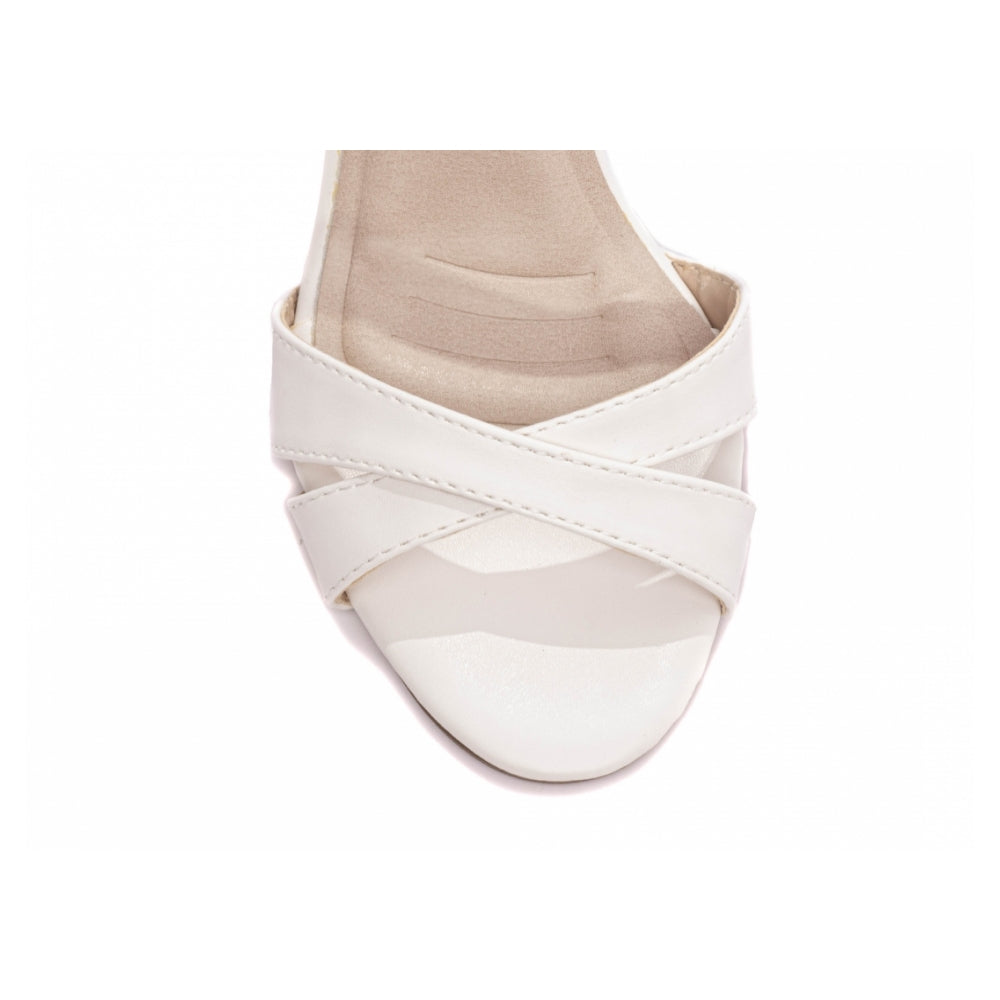 Sandalia Napa Off White com Fivela Dourada